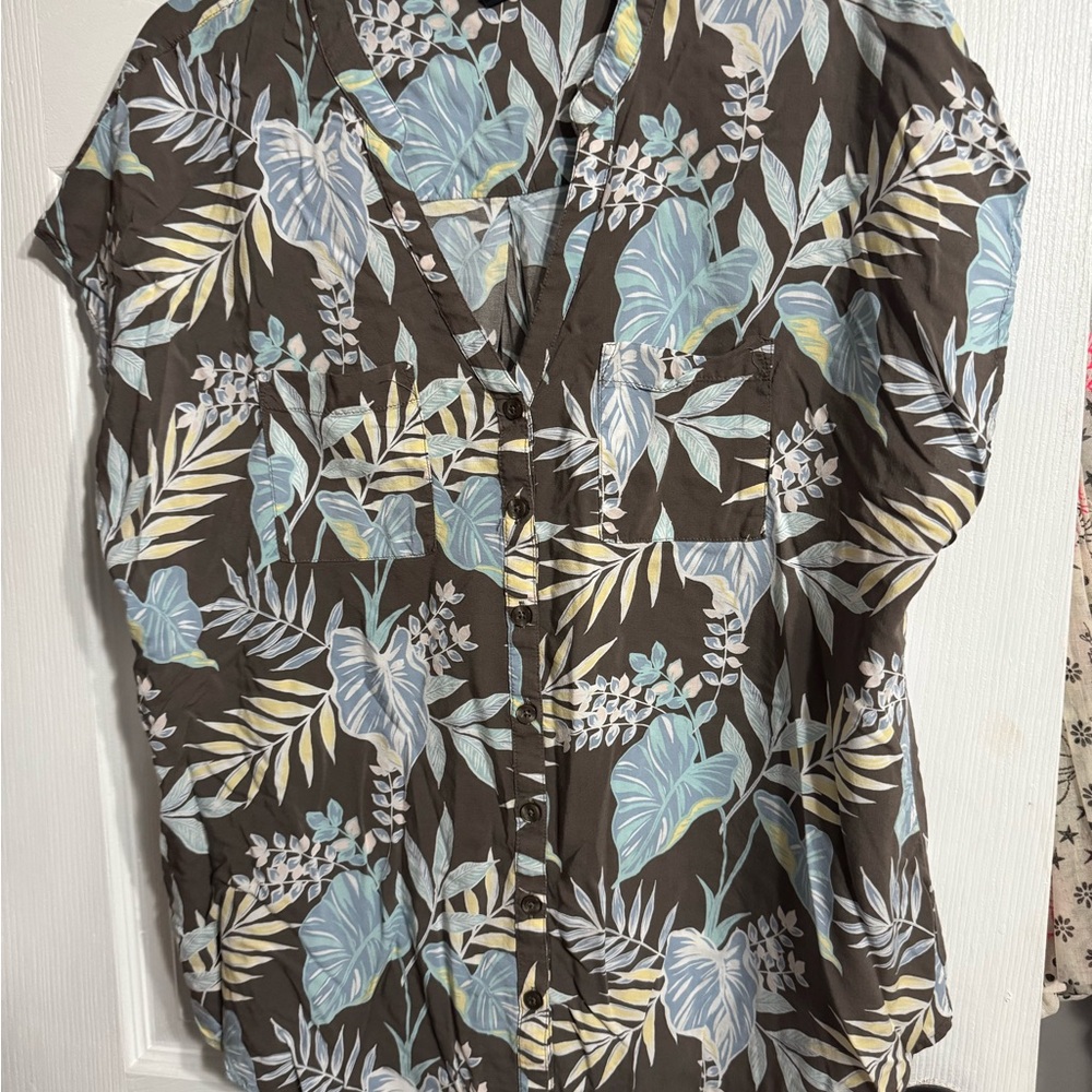 Men's Tropical Brown and Blue Shirt